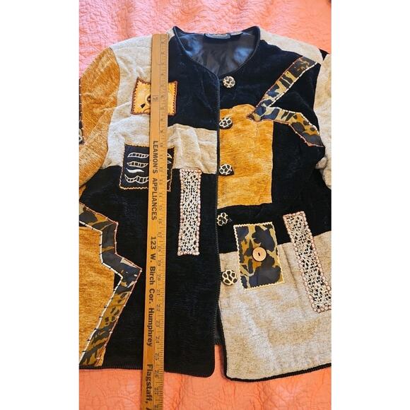 VTG Allure Boutique Jacket Patch Upholstery/Embroidery Button-up Womens Large - Picture 3 of 5